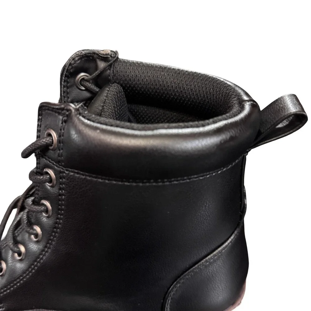 Goodfellow Boots Men Sz 7‎ Black Jeffrey Lace Up Ankle Faux Leather Casual NEW